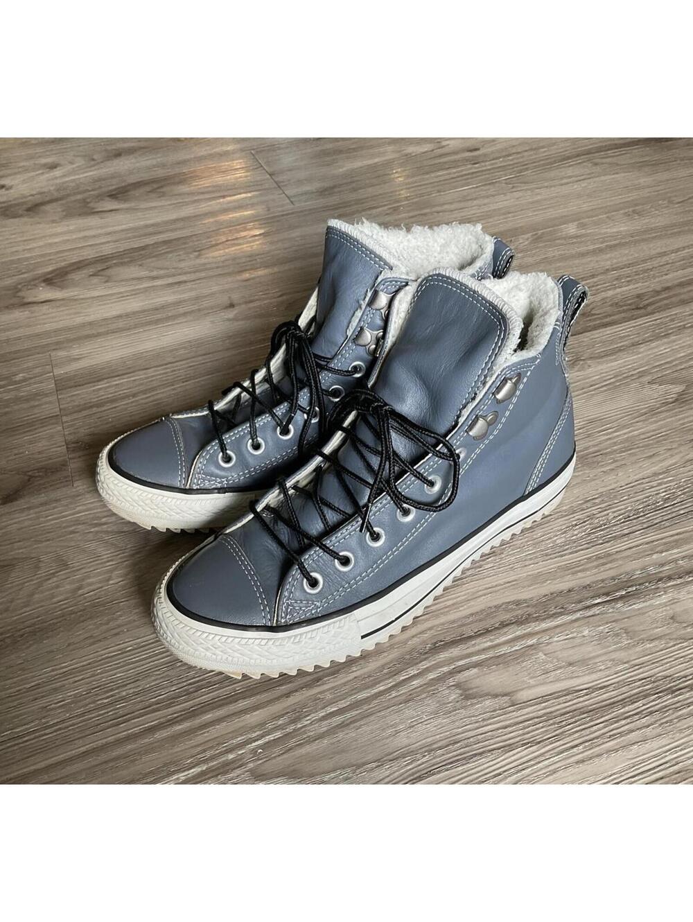 Converse All Star High Top Leather Sneakers with Sherpa Lining